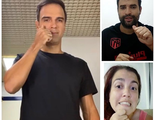 Tadeu Schmidt agradece Bruna Vianna e Luis Felipe Ramos por ensiná-lo no discurso em Libras para Jessi no BBB22 (Foto: Reprodução/Instagram)