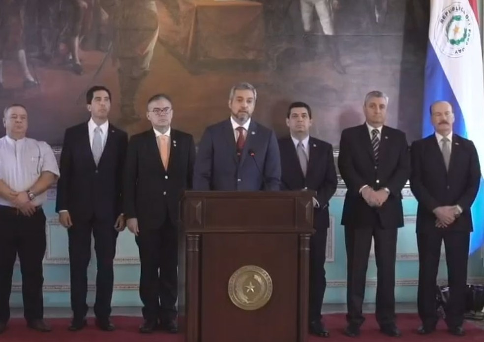 Mario Abdo BenÃ­tez anuncia nesta quinta-feira (10) no PalÃ¡cio do Governo que Paraguai rompeu relaÃ§Ãµes com a Venezuela â€” Foto: ReproduÃ§Ã£o/Facebook/Marito Abdo