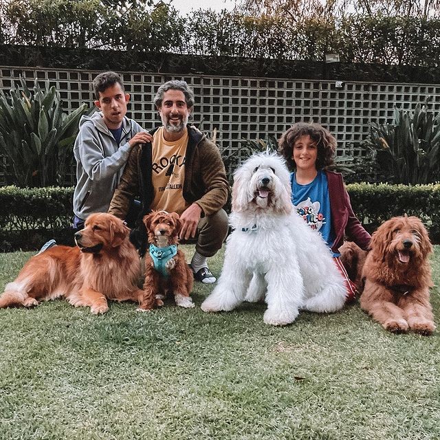 Marcos Mion com os filhos e os cachorros da família (Foto: Reprodução/Instagram)