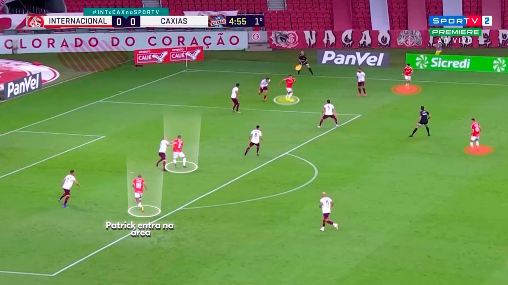 Para o time finalizar, colorados cumprem novas funções e ocupam a área — Foto: Reprodução