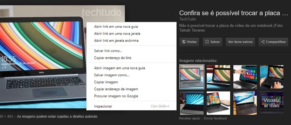 Mesmo com remoção do botão, ainda é possível visualizar imagens em tamanho real sem entrar no site de origem (Foto: Reprodução/Rodrigo Fernandes)