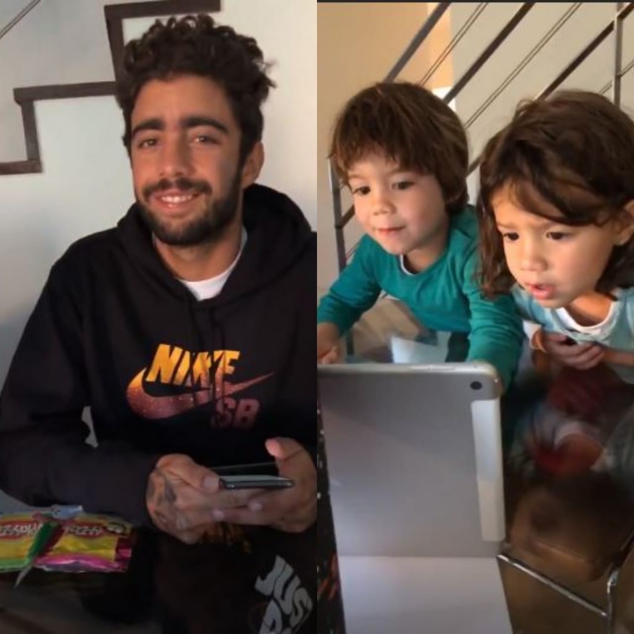 Luana Piovani brinca no café da manhã com filhos e Pedro Scooby (Foto: Reprodução/Instagram Stories)