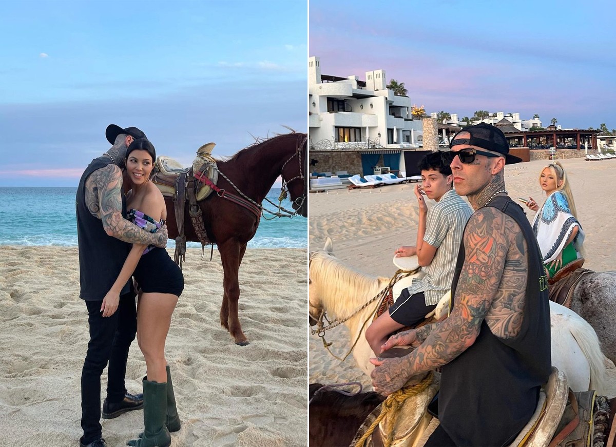 Travis Barker faz passeio em família com os filhos e a noiva, Kourtney Kardashian (Foto: Reprodução / Instagram)