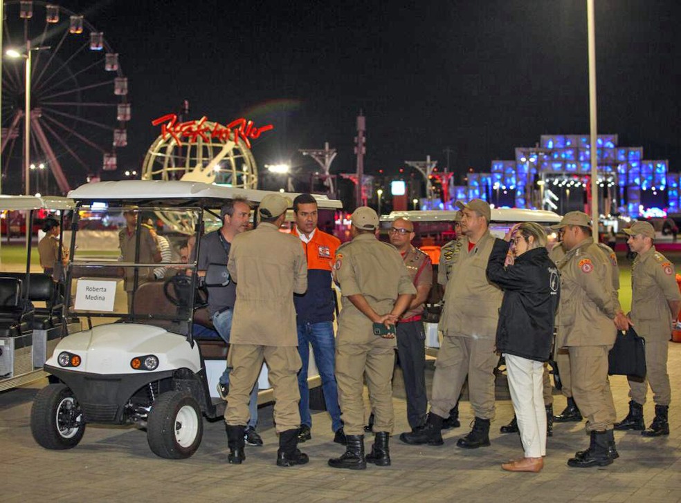 Bombeiros inspecionaram a Cidade do Rock — Foto: Ricardo Cassiano/CBMERJ