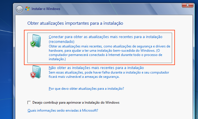 Baixando atualiza??es antes de instalar o Windows 7 (Foto: Reprodu??o/Edivaldo Brito)