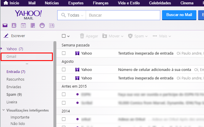 Acesse o Gmail na barra lateral do Yahoo Mail (Foto: Reprodução/Paulo Alves)