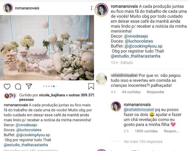 Romana Novais rebate comentário de seguidor (Foto: Reprodução/Instagram)