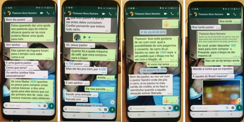 Mensagens trocadas entre vereador Manuel Marcos e Thaisson de Souza revelam transferências bancárias e negociações — Foto: Reprodução