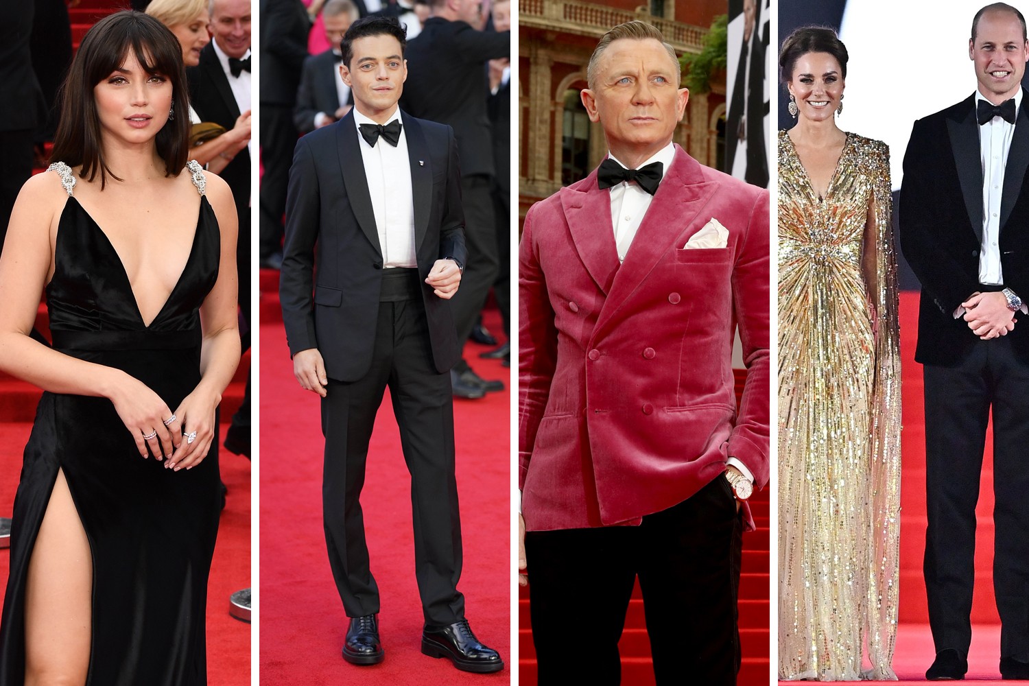 Ana de Armas, Rami Malek, Daniel Craig e Kate Middleton com Principe William (Foto: Getty Images)