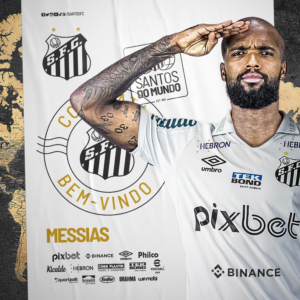 Messias é anunciado como reforço do Santos — Foto: Divulgação/Santos FC