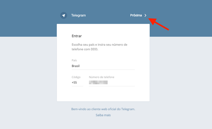 Iniciando a configuração do Telegram Web para usar o bot do aplicativo Prisma e editar fotos (Foto: Reprodução/Marvin Costa)