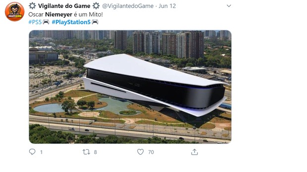 Design do novo PlayStation gera memes e comparações com obras de Niemeyer e Zaha Hadid (Foto: Reprodução / Twitter / Facebook)