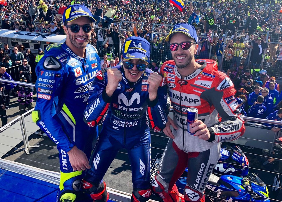 Maverick ViÃ±ales comemora vitÃ³ria no GP da AustrÃ¡lia de MotoGP â€” Foto: DivulgaÃ§Ã£o