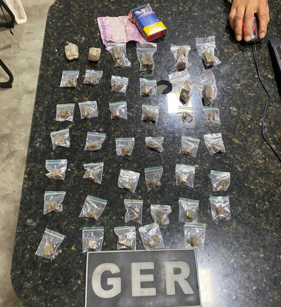 Buchas de maconha apreendidas no Bairro Shopping Park em Uberlândia — Foto: Polícia Militar/Divulgação