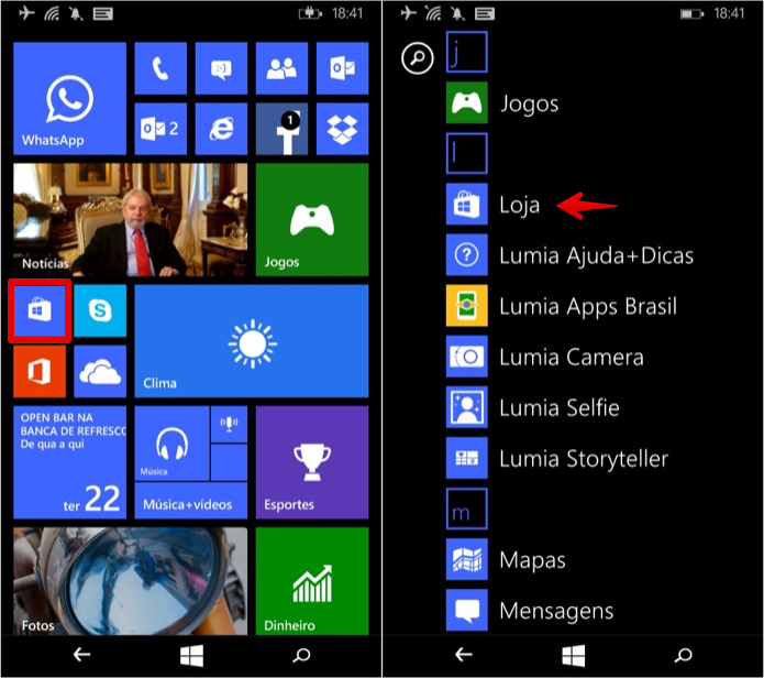 Abra a loja de aplicativos do Windows Phone (Foto: Reprodução/Helito Bijora) 