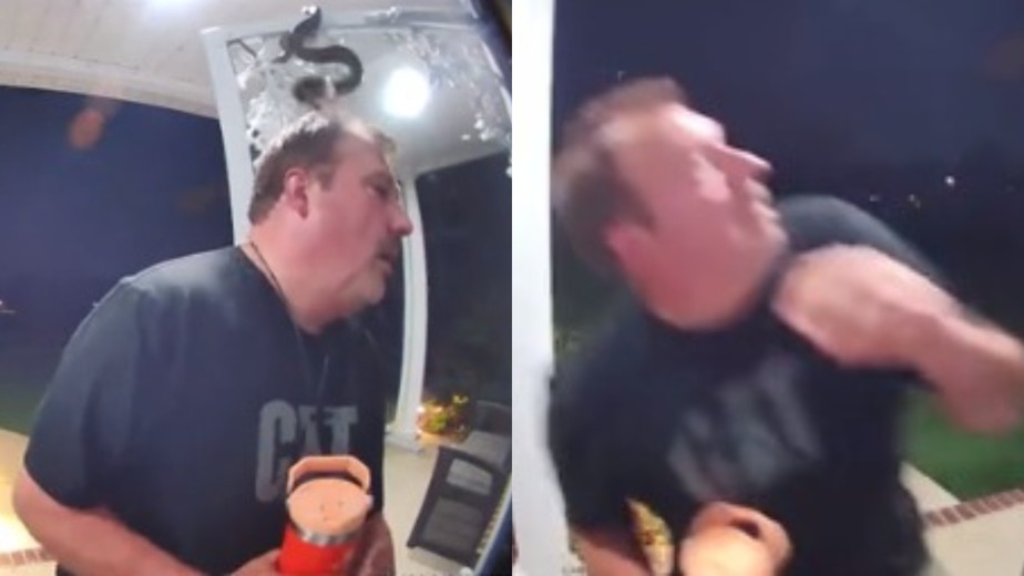 Vídeo mostra momento em que homem é mordido na cabeça por cobra