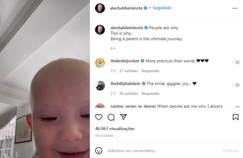 Alec Baldwin rebate fãs sobre o fato de ter muitos filhos (Foto: Reprodução / Instagram)