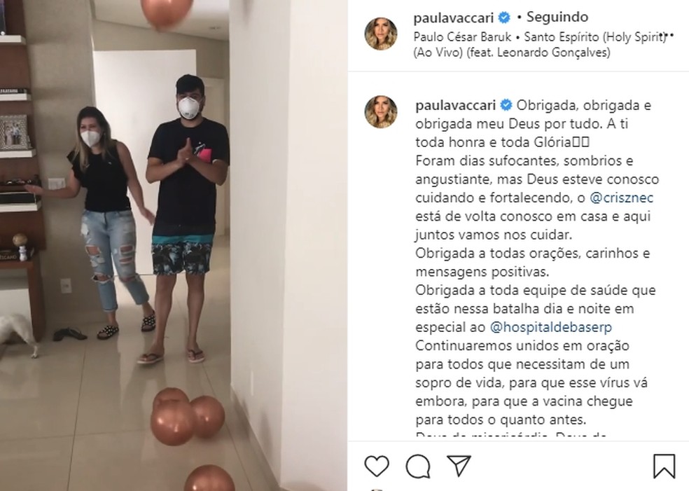 Cantor sertanejo Cristiano, da dupla com Zé Neto, tem alta após internação por Covid-19 — Foto: Reprodução/Instagram