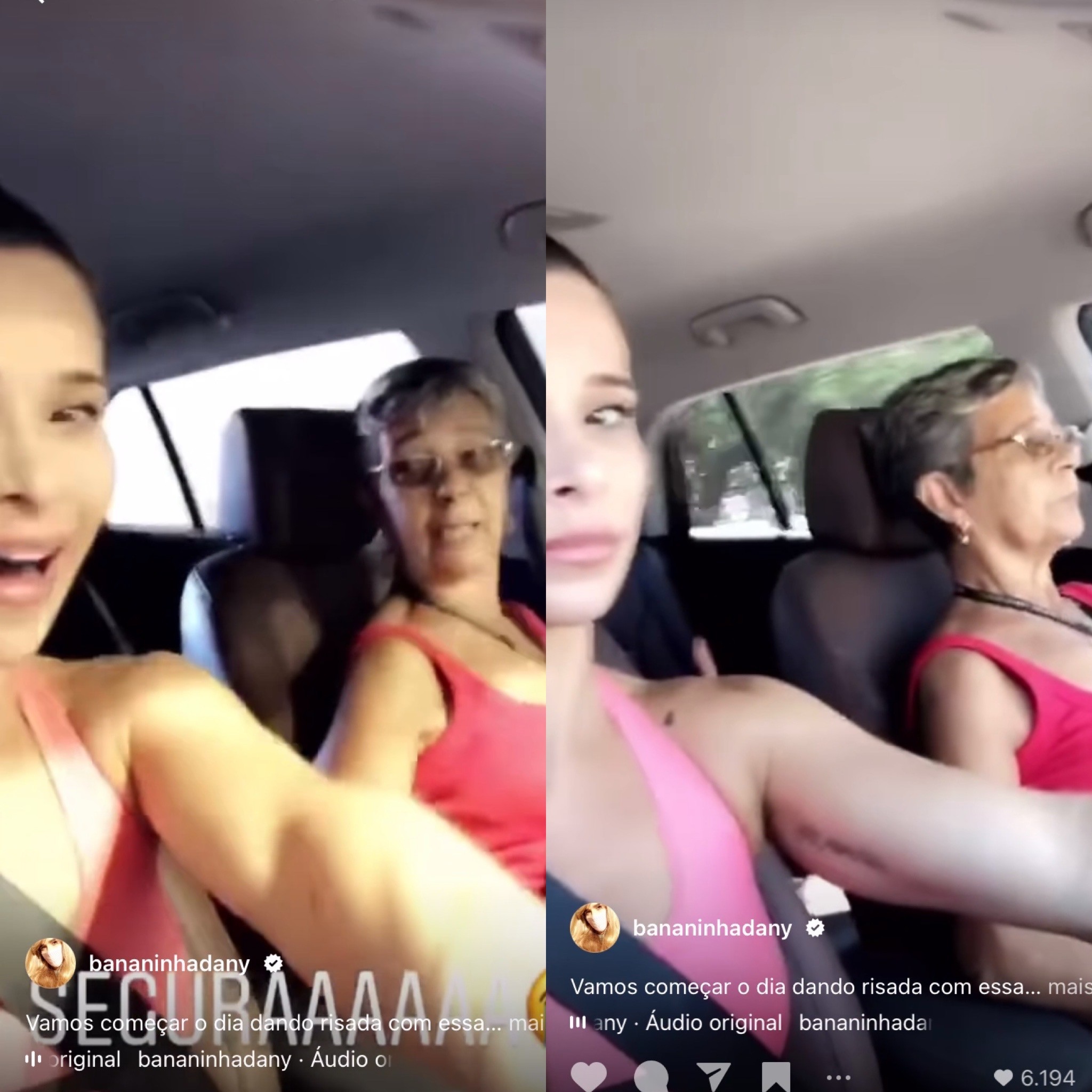 Dany Bananinha diverte seguidores em vídeo no carro com a mãe: 