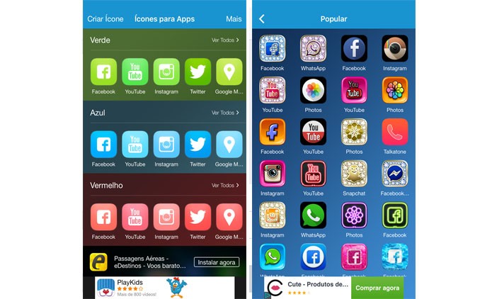 O app disponibiliza uma série de ícones diferentes para personalizar seu dispositivo (Foto: Gabriella Fiszman/ TechTudo)