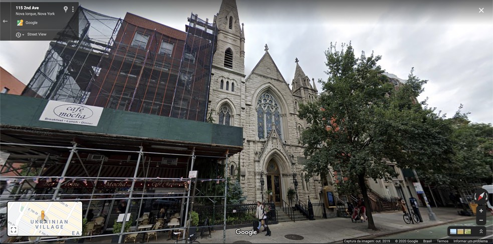 Registro de outubro de 2019, feito pelo Google Maps, da Middle Collegiate Church, em East Village, Nova York, nos EUA. — Foto: Reprodução / Google Maps
