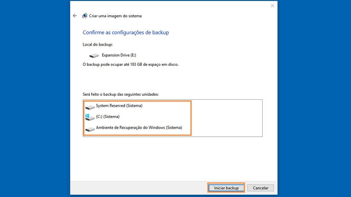 Inicie o backup completo do seu computador pelo Windows 8.1 ou Windows 10 (Foto: Reprodução/Barbara Mannara)