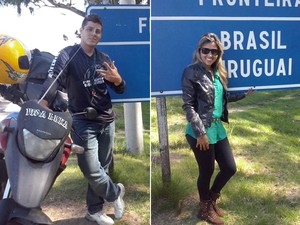 Wilson e Natiele durante a viagem de moto pela América do Sul (Foto: Wilson da Silva Alves/VC no G1)