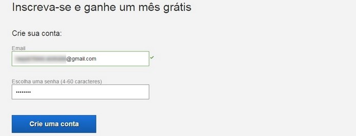 Etapa de inserção de e-mail e senha 