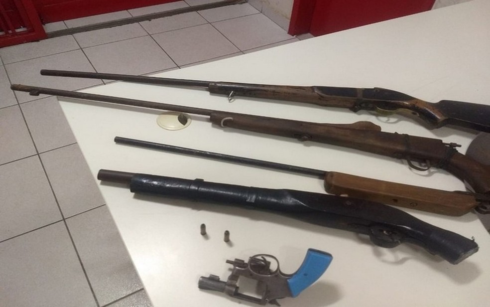 Armas apreendidas durante a ação — Foto: Polícia Civil/SE