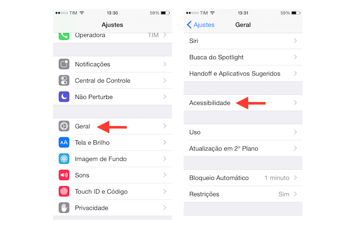 Acessando as configurações de acessibilidade do iOS (Foto: Reprodução/Marvin Costa)