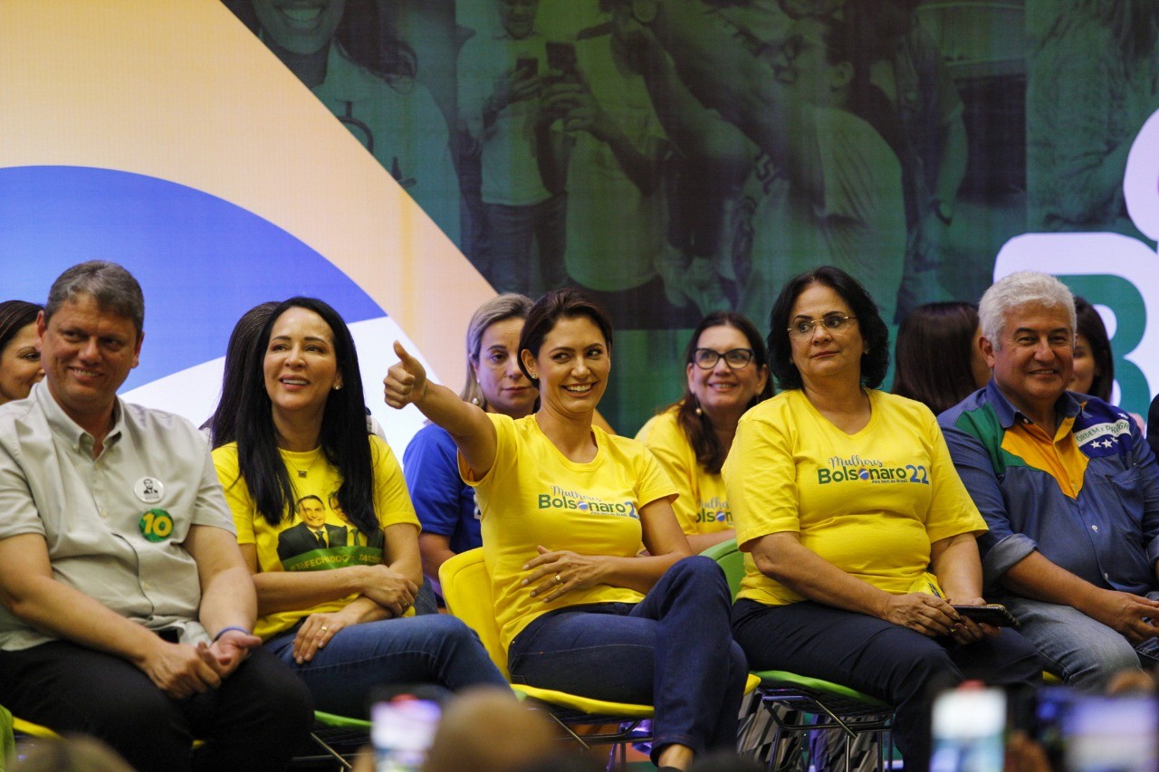 Primeira-Dama do Brasil, Michelle Bolsonaro, participa da Aliança Pela Vida, em São Paulo — Foto: Wagner Vilas/Onzex Press/Agência O Globo