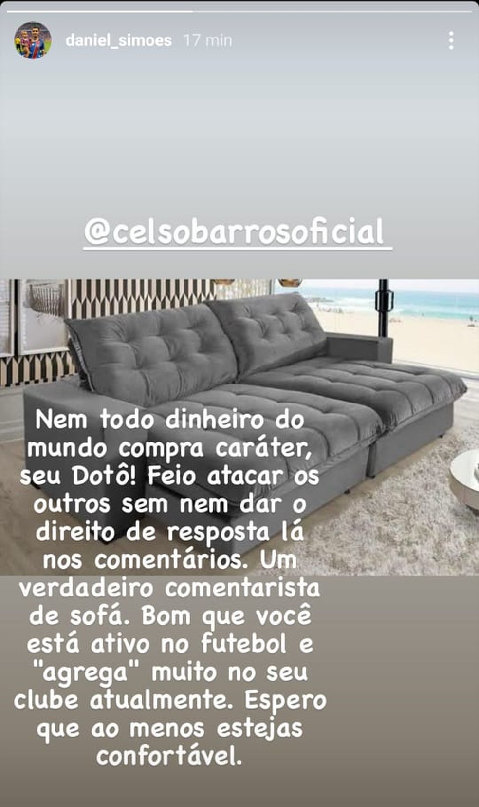 Daniel responde a Celso Barros no instagram — Foto: Reprodução
