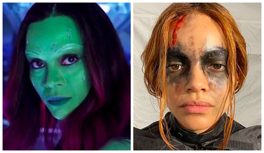 Zoe Saldana como Gamora e Leslie Grace como Batgirl (Foto: Reprodução)