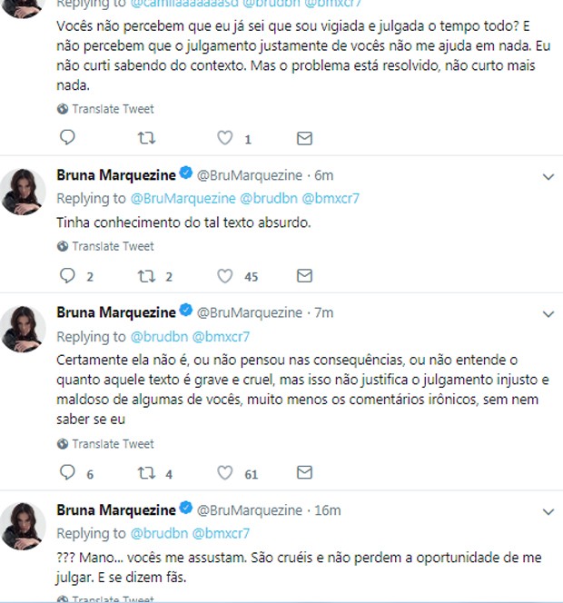 Publicações de Bruna Marquezine (Foto: Reprodução/Twitter) Publicações de Bruna Marquezine (Foto: Reprodução/Twitter)