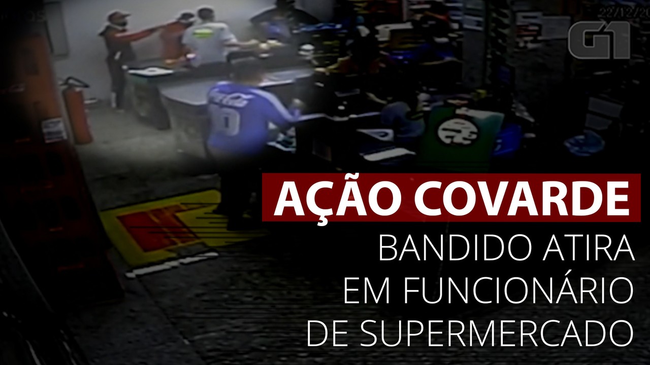 VÍDEO: Câmera registra momento em que bandido atira em funcionário de supermercado em BH