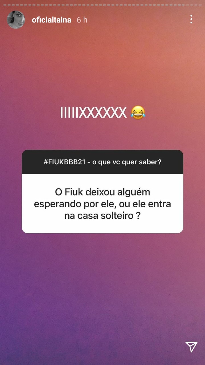Tainá fala sobre Fiuk no BBB (Foto: Reprodução / Instagram)