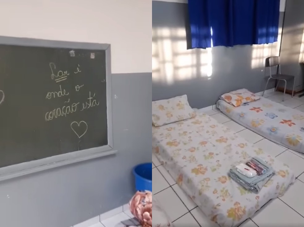 Escola foi transformada em alojamento temporário em Barra Bonita — Foto: Prefeitura de Barra Bonita/Divulgação