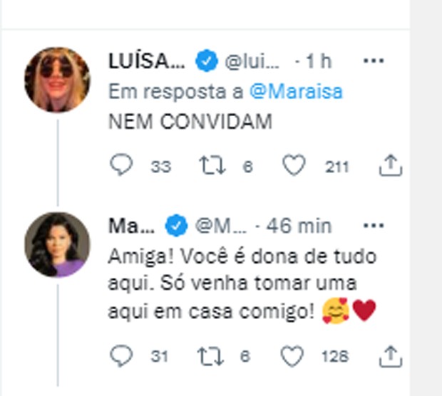 Luísa Sonza brinca ao ver encontro de Maraisa e Luan Santana (Foto: Reprodução/Twitter)