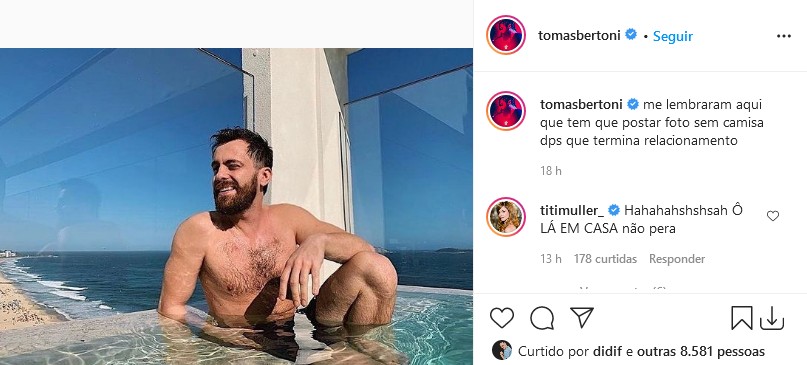 Titi Müller comenta foto do ex-marido, Tomas Bertoni (Foto: Reprodução/Instagram)