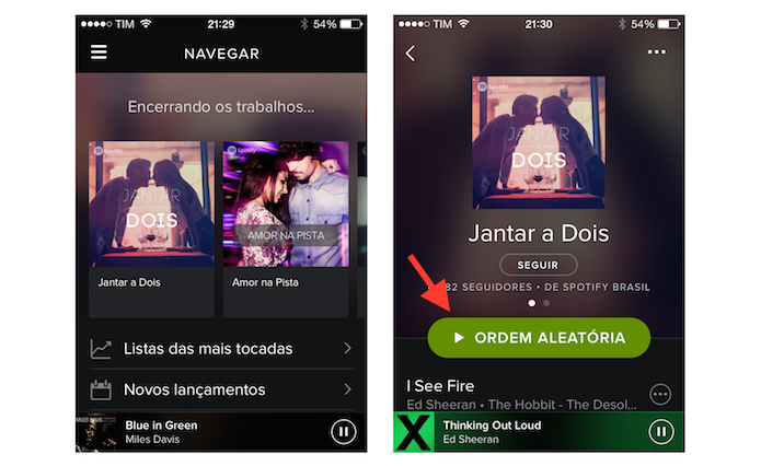 Abrindo uma música ou lista no Spotify em um dispositivo iOS (Foto: Reprodução/Marvin Costa)