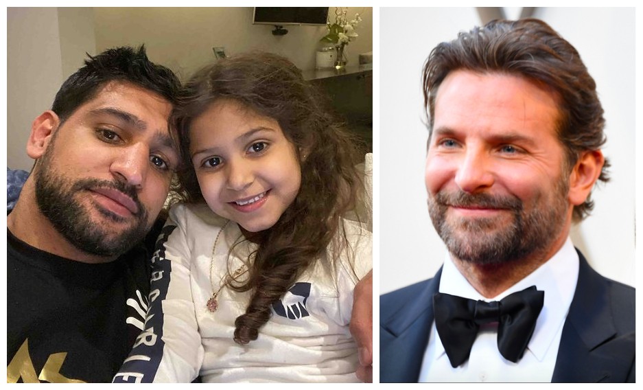 O boxeador inglês Amir Khan com a filha mais velha e o ator Bradley Cooper (Foto: Instagram)