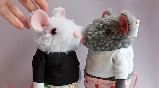 O casal de ratinhos criado pela artesã Tallita Ramos: "Leptospilove" (Foto: Divulgação)