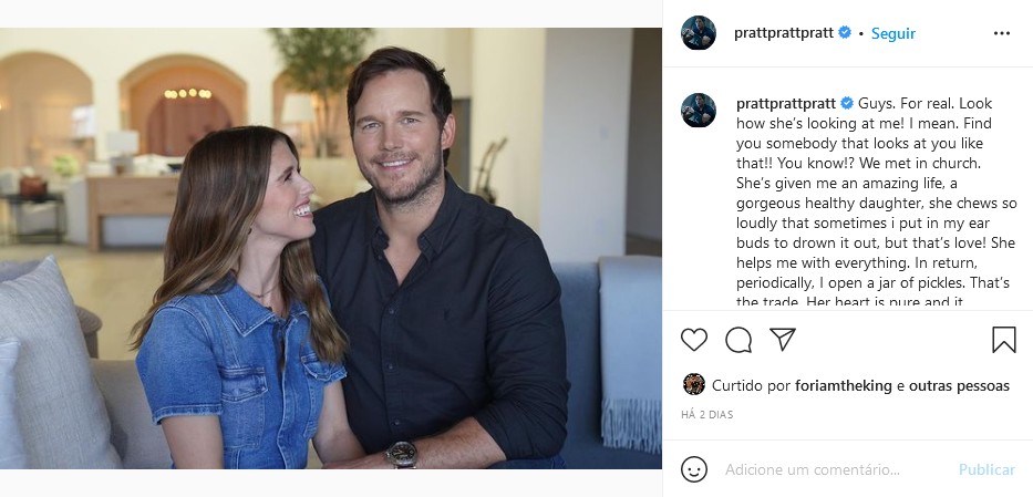 O post do ator Chris Pratt alvo de várias críticas nas redes sociais (Foto: Instagram)