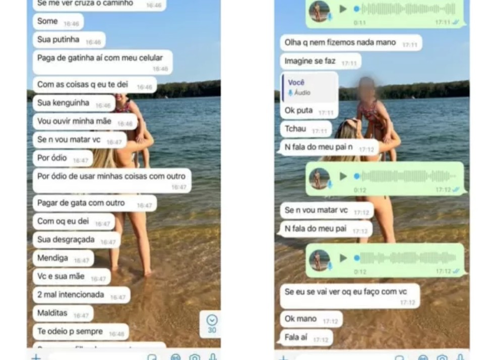 Mensagens de Pedrinho para a ex-namorada — Foto: UOL/Reprodução