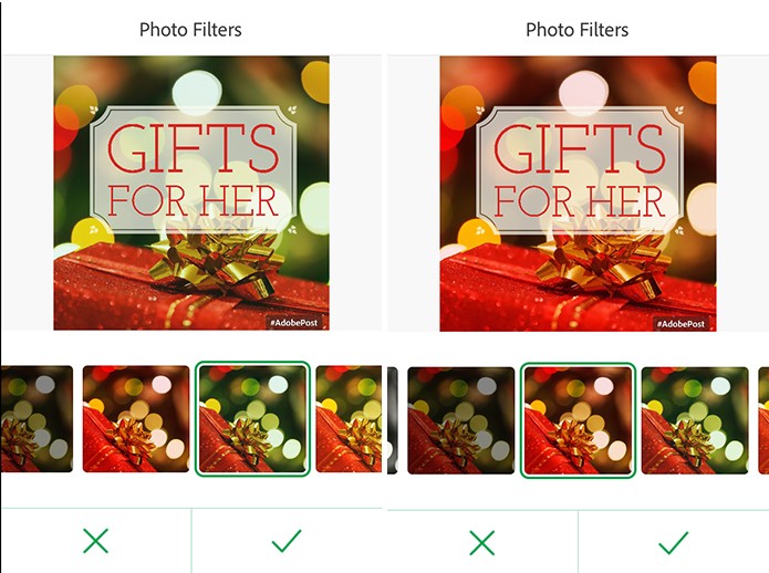 Adobe Post tem filtros que podem ser aplicados no cartão virtual do usuário (Foto: Reprodução/Elson de Souza)