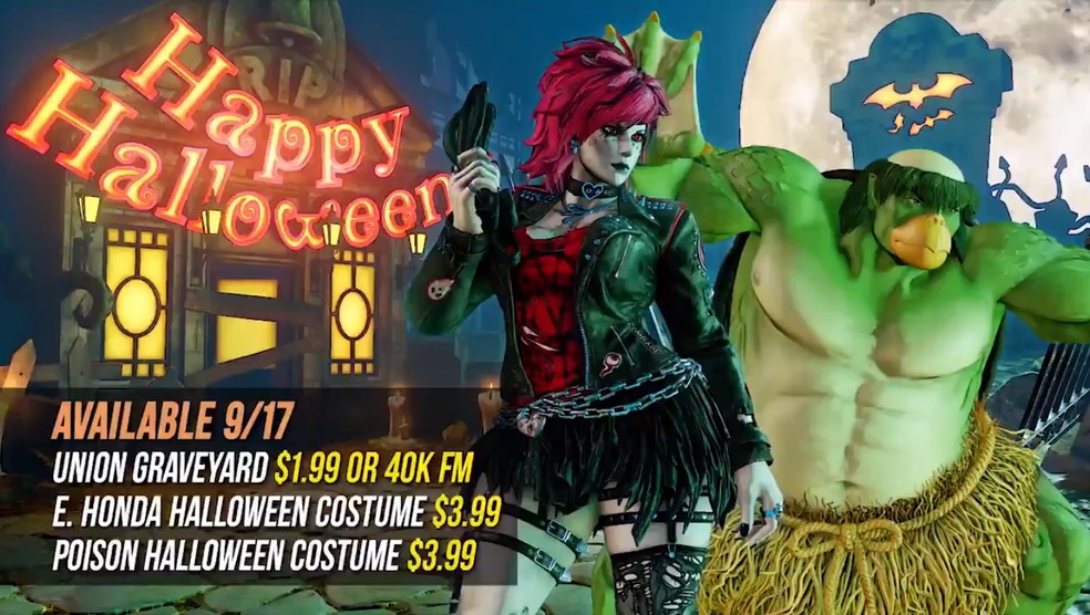 Cenário e roupas de Halloween inédita estão a caminho de Street Fighter V em setembro — Foto: Divulgação/Capcom