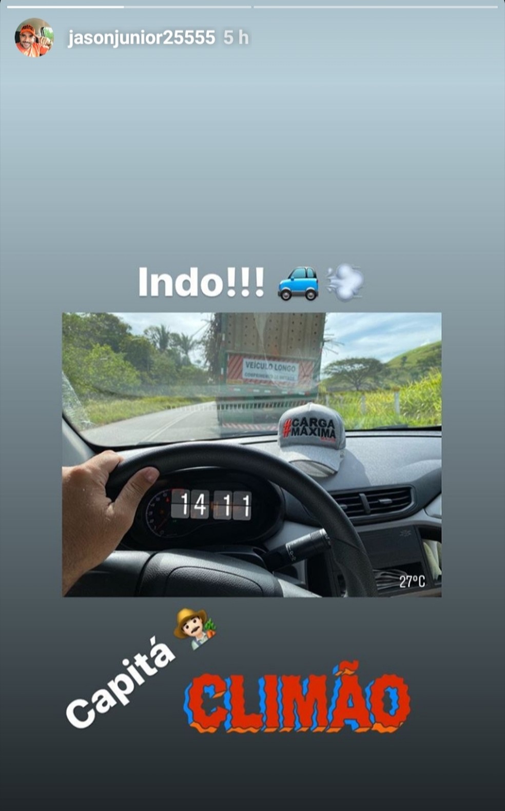 Vereador por Porto Calvo, Jason Junior, postou foto de viagem a Maceió, AL — Foto: Reprodução/Instagram