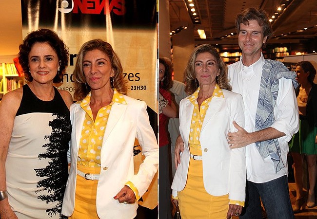 Marília (de amarelo) ao lado de Marieta Severo e Bruno Faria (Foto: Claudio Andrade/Revista QUEM)
