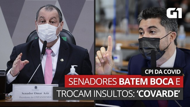 VÍDEO: Marcos Rogério e Aziz batem boca na CPI da Covid e chamam um ao outro de 'covarde'.