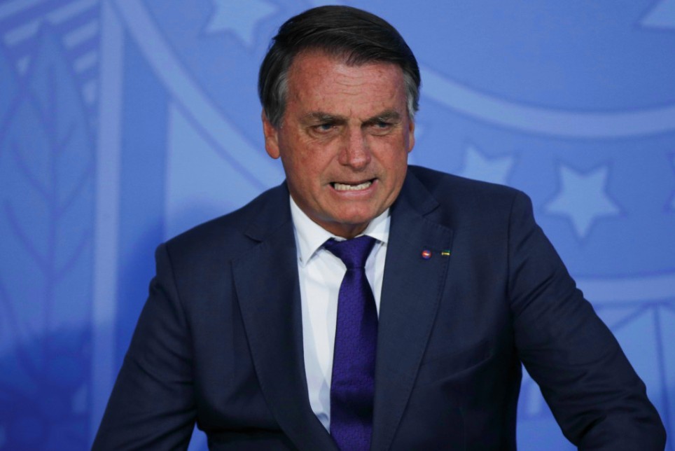 O presidente Jair Bolsonaro, durante cerimônia no Palácio do Planalto. 